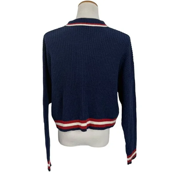 NWT American Eagle Cropped Letterman Cardigan Jacket • Y2K Preppy Collegiate S/M - Picture 11 of 16